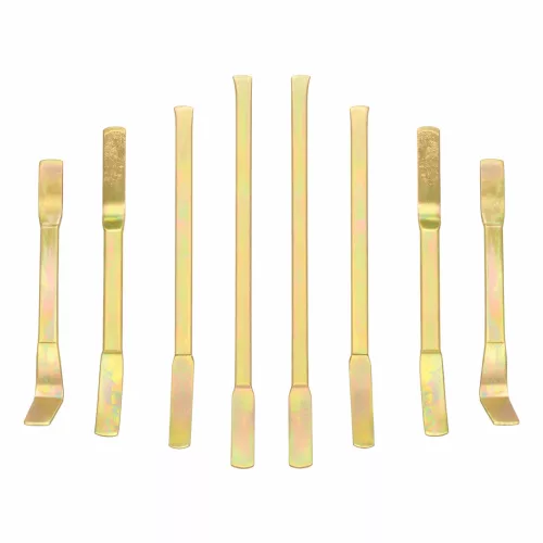 Set profesional LT-Q66 / LT-A1381 cu 7 linguri de tablă din oțel pentru caroserie auto, din oțel pentru scule, cu strat protector galben–auriu anticoroziv, pentru îndreptare