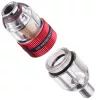 Separator de apă și filtru de aer de înaltă precizie pentru aerograf, cu conexiune standard 1/8", rezervor transparent de 2 cm³ și set de 4 cartușe filtrante din bronz sinterizat și bumbac, pentru montaj direct sub aerograf