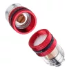 Separator de apă și filtru de aer de înaltă precizie pentru aerograf, cu conexiune standard 1/8", rezervor transparent de 2 cm³ și set de 4 cartușe filtrante din bronz sinterizat și bumbac, pentru montaj direct sub aerograf