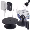 Set profesional 2x suport de vopsire rotativ și reglabil cu cleme din oțel, platformă 20 cm, înălțime 8–17 cm, lățime 4–13 cm, cu coloane de protecție împotriva pulverizării – pentru modelism, vopsirea miniaturilor și piese de precizie