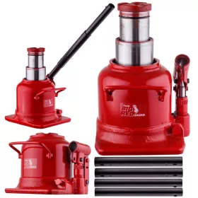   CRIC HIDRAULIC BIG RED, TIP CRIC HIDRAULIC VERTICAL (TIP BUTELIE), PROFIL JOS, 2 TREPTE, CAPACITATE 20 T (20.000 kg), ÎNĂLȚIME DE RIDICARE 150–245 mm, GREUTATE APROX. 11,5 kg