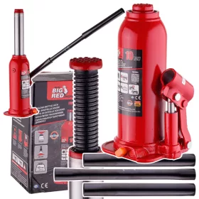   Cric hidraulic tip stâlp Big Red pentru auto, capacitate ridicare 10T (10000 kg), înălțime maximă ridicare 447 mm, construcție din oțel, design compact și portabil