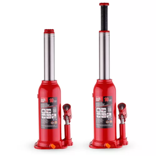 Cric hidraulic tip stâlp Big Red pentru auto, capacitate ridicare 10T (10000 kg), înălțime maximă ridicare 447 mm, construcție din oțel, design compact și portabil