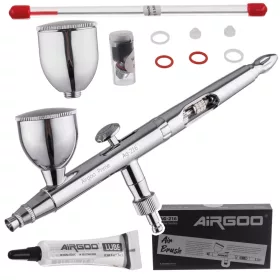   Kit Aerograf Profesional AIRGOO PRIME AG-216 cu 2 Duze (0.3mm / 0.5mm)
