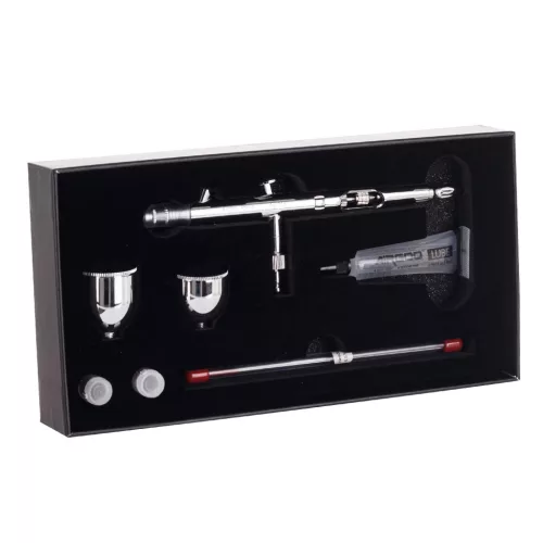 Kit Aerograf Profesional AIRGOO PRIME AG-216 cu 2 Duze (0.3mm / 0.5mm)