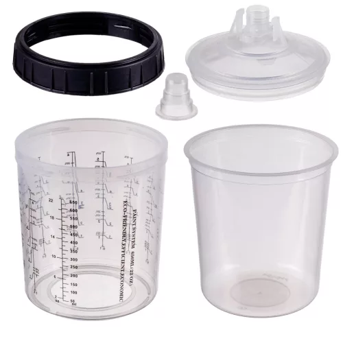 Set Pahare Amestec Vopsea PPS, 650ml cu Filtru 125µm (50 buc)