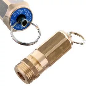   Supapă de siguranță 1/2" din alamă pentru compresor pneumatic, 11 bar, garnitură din cauciuc nitrilic (NBR), 7461 l/min, -10°C–+90°C, certificare CE PED pentru echipamente sub presiune – AIR TEK S.L.R.