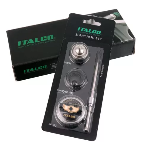 Set duză Italco 1,4 mm LVMP (volum redus, presiune medie) pentru pistol de vopsit auto Italco GLOSS X1 M1, compatibil sisteme HVLP/LVMP, pentru vopsire auto și acoperiri industriale