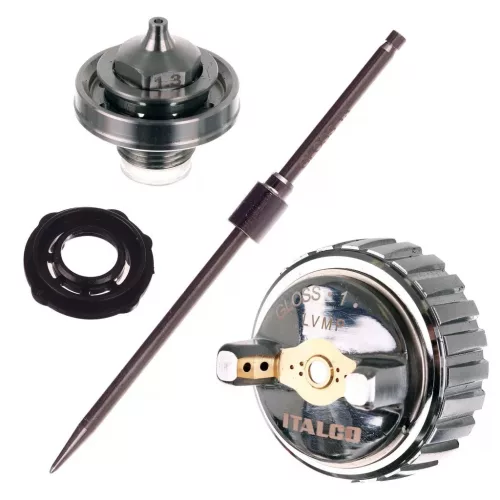 Set duză Italco 1,4 mm LVMP (volum redus, presiune medie) pentru pistol de vopsit auto Italco GLOSS X1 M1, compatibil sisteme HVLP/LVMP, pentru vopsire auto și acoperiri industriale