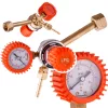 Regulator profesional de presiune pentru gaz propan–butan (PB) cu manometru, carcasă din alamă, domeniu presiune intrare 0–15 bar, presiune de ieșire reglabilă 0–4 bar, debit maxim 4 m³/h, racord intrare 21,8 × 1/14 filet stânga model ZR-15P