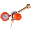 Regulator profesional de presiune pentru gaz propan–butan (PB) cu manometru, carcasă din alamă, domeniu presiune intrare 0–15 bar, presiune de ieșire reglabilă 0–4 bar, debit maxim 4 m³/h, racord intrare 21,8 × 1/14 filet stânga model ZR-15P