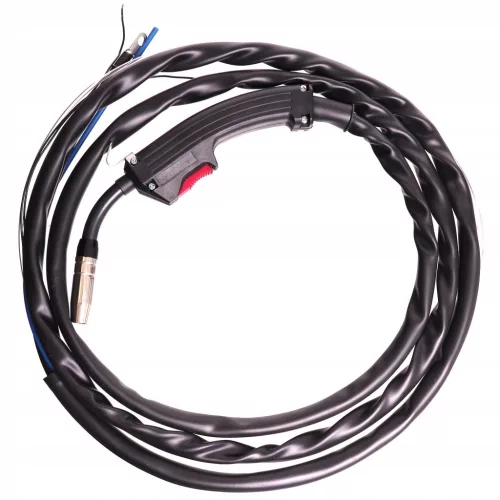 MK14-TW14 pistolet de sudură MIG/MAG cu mâner cu supapă de gaz SGA integrată, cablu 2,8 m, design standard TW14/MB15 (sistem Binzel MB14/15), pentru sârmă 0,6–1,0 mm, 140 A sarcină nominală, răcire cu gaz de protecție