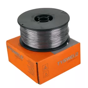   Sârmă de sudură poroză autoprotectoare TYSWELD T71GS, 0,8 mm, oțel carbon, sârmă tubulară cu flux (FCAW), rolă DN100, 1 kg – pentru sudare cu arc cu sârmă tubulară cu flux, fără gaz de protecție, auto-ecranată, polaritate DCEN