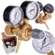 TC Technic MINI reductor de gaz din alamă pentru argon și dioxid de carbon (CO₂), 300 bar presiune la intrare, 0–10 bar presiune la ieșire, debit 20 l/min, 2 manometre PSI/bar – pentru sudare TIG/MIG/MAG