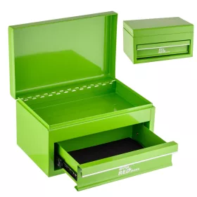   BIG RED sertar metalic pentru scule, organizator compact complet metalic cu compartiment superior deschis, culoare verde, 26×14×17 cm, dimensiuni interioare sertar 13,5×20,6×5 cm, compartiment superior 16×25×3 cm