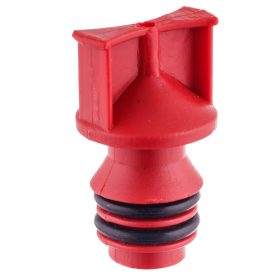  Dop roșu de umplere ulei pentru compresor, montaj prin alunecare (tip glisant), diametru exterior 18 mm, plastic rezistent la ulei, cu 2 inele de etanșare O-ring din cauciuc, compatibil cu compresoare de aer cu ulei 24 L / 50 L
