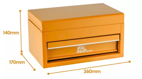 BIG RED organizator de scule complet metalic cu sertar și compartiment superior – galben, 1 sertar, compartiment superior, 26×14×17 cm