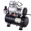 Compresor pentru aerografe Fengda AS-186 cu rezervor 3 L, motor 1/6 CP (≈ 125 W), debit 20–23 l/min, 47 dB, set cu aerograf cu acțiune dublă TC Technic B-130P duză 0,3 mm, rezervor 7 cm³ și furtun aer 3 m