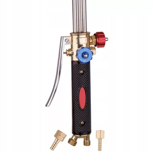 Arzator profesional de taiere cu gaz, lungime 50 cm, constructie fara injector bezinjectoriala pentru propan-oxigen sau acetilena-oxigen. Supapa anti-retur integrata, racorduri 3/8L si 1/4 Set 5 duze PNME compatibile PNME/ANME pentru taiere 3-200 mm