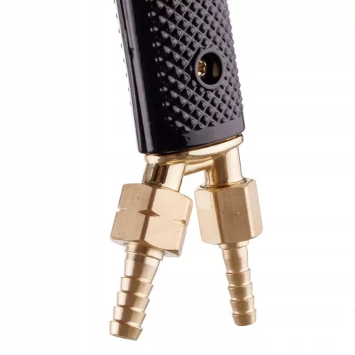 Arzator profesional de taiere cu gaz, lungime 50 cm, constructie fara injector bezinjectoriala pentru propan-oxigen sau acetilena-oxigen. Supapa anti-retur integrata, racorduri 3/8L si 1/4 Set 5 duze PNME compatibile PNME/ANME pentru taiere 3-200 mm