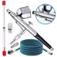 AB-130 aerograf profesional pentru modelism, set complet cu compresor mare, dâză 0,2 mm + 0,3 mm, rezervor superior 7 ml, acționare dublă (Double Action), furtun 3 m 1/8" cu adaptor 1/8" x 1/4"