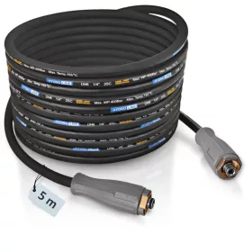   Furtun profesional de spălare HydroLine DN6 2SC, dublă armătură oțel, 5 m, 400 bar, 155 °C, racorduri TR22–TR22 tip K-Lock, compatibil sistem Easy!Lock pentru spălătoare cu presiune KARCHER HD / HDS