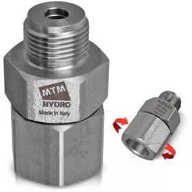   Racord rotativ din oțel inoxidabil MTM Hydro AGS45, filet 3/8" interior–3/8" exterior, 450 bar, debit 45 l/min, pentru aparate de spălat cu presiune profesionale