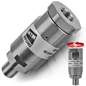   Racord rotativ profesional MTM Hydro cu rulment cu bile din inox, conexiune 1/4" filet exterior–interior (M–F), pentru spălătoare cu presiune înaltă, 280 bar, 40 l/min, 120 °C