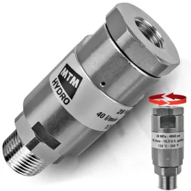   Racord rotativ profesional MTM Hydro 1/4" F – 3/8" M, cu rulment cu bile din inox, 280 bar, 40 l/min, 120 °C, pentru sisteme de spălare auto și instalații de înaltă presiune