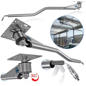   Suport rotativ profesional în formă de Z din oțel inoxidabil AISI 304 MTM Hydro, braț unic 1,55 m, 210 bar, 120°C, debit 45 l/min, conexiuni standardizate 1/4" pentru autospălătorii auto self-service și stații de spălare cu înaltă presiune