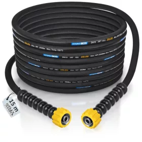   Furtun profesional spălătorie auto HydroLine DN10 1SC, 15 m, 250 bar, Ø10 mm, racorduri inox M22x1,5, apă rece/caldă până la 155°C