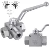 Robinet Industrial cu Bilă cu 3 Căi, Tip L, 1/2", 400 bar