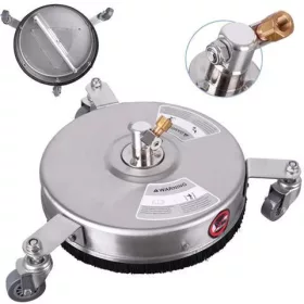   Perie profesională pentru terase T-RACER 14" (35,5 cm) din oțel inoxidabil 304, pentru curățare cu presiune înaltă până la 275 BAR, 90 °C, 2400 l/h, cu două duze 2x025 (050), conexiune lance 1/4" filet interior