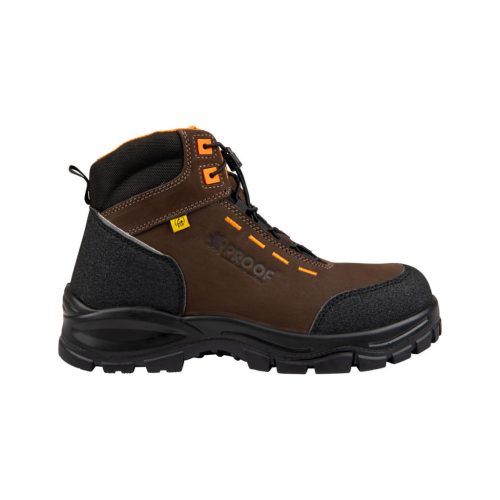 Bocanci de protecție Proof Combo S3S ESD din nubuk maro impermeabil cu talpă antiderapantă SRC și bombeu compozit 200 J