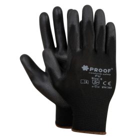   Mănuși de lucru negre acoperite cu poliuretan, aderență excelentă și rezistență la uzură, design subțire