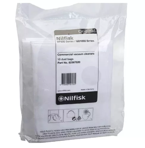 Sac Filtru Sintetic Original Nilfisk pentru Seria VP300 și GD1000 - Pachet de 10 bucăți (N82367820)