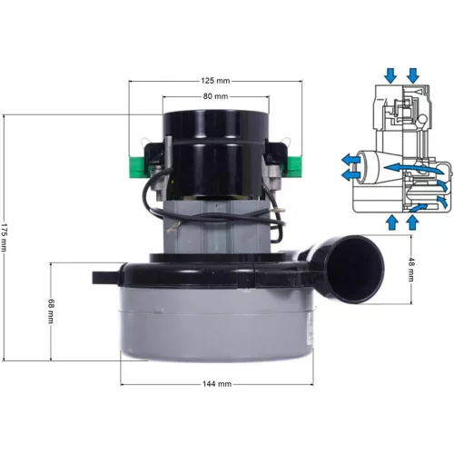 Motor de Aspirație Amatek 116513-13, 36V, 700W, 3 Turbine, Compatibil pentru Diverse Modele