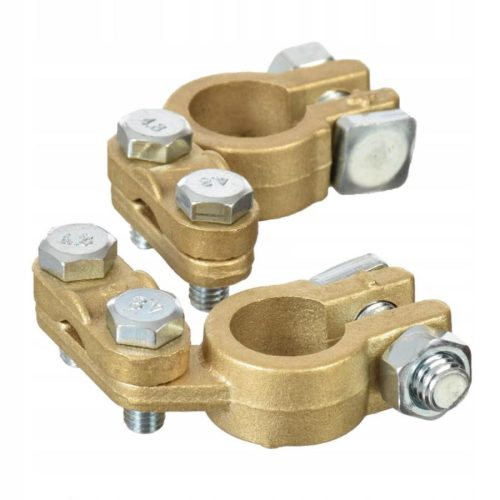 Conectori Universali din Alamă pentru Baterie 500A (Set de 2 bucăți, Compatibil cu Stâlpi de 17mm+ și 19mm-, Diametru Maxim Fir Conector 8mm, Interval de Temperatură de Funcționare -40°C până la +90°C)