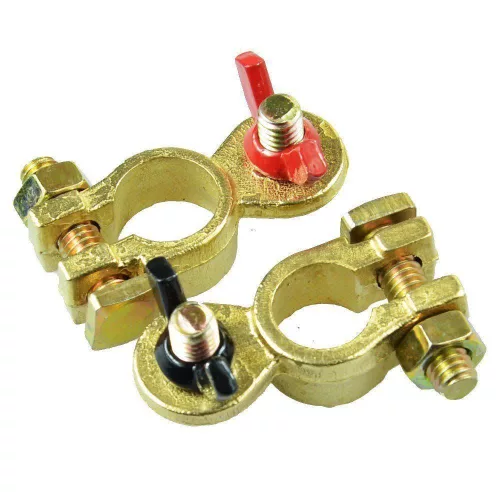Conector Universal din Alamă pentru Baterii Auto, Capacitate Maximă 500A, Compatibil cu Stâlpi Standard