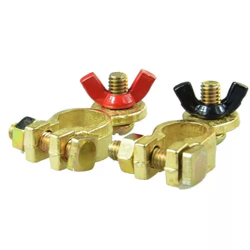 Conector Universal din Alamă pentru Baterii Auto, Capacitate Maximă 500A, Compatibil cu Stâlpi Standard
