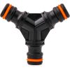 Conector Rapid "Y" pentru Furtun de Grădină, din Material Plastic Rezistent, cu 3 Conectori Rapizi