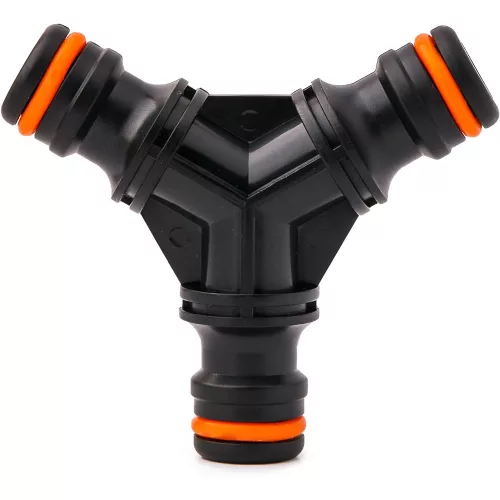 Conector Rapid "Y" pentru Furtun de Grădină, din Material Plastic Rezistent, cu 3 Conectori Rapizi
