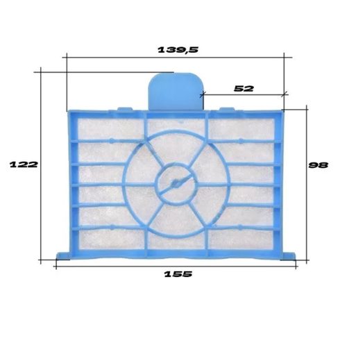 Suport Filtru PL-MA-079 pentru Aspiratoare Bosch și Siemens, Dimensiune 155 mm x 122 mm