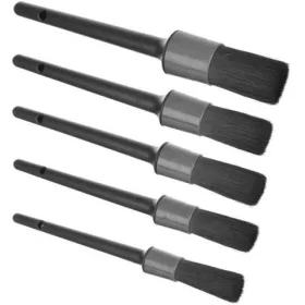   Set de Pensule din Plastic Negru pentru Curățarea Mașinii - 5 Bucăți, Perii Duritate Medie, Dimensiuni Variate