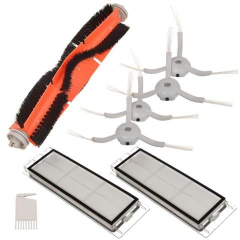 Set Perii Microfibră pentru Aspirator Robot Xiaomi Mi Roborock S50 S51 S55 - 4x Perii Laterale, 1x Cilindru Cauciuc/Păr, 2x Filtre, 1x Instrument de Curățare