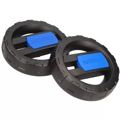 Set 2 Roți pentru Aspiratoare Nilfisk Buddy II și Multi II, Diametru 140mm, Diametru Exterior Fixare 35mm, Lungime Ax Fixare 76mm