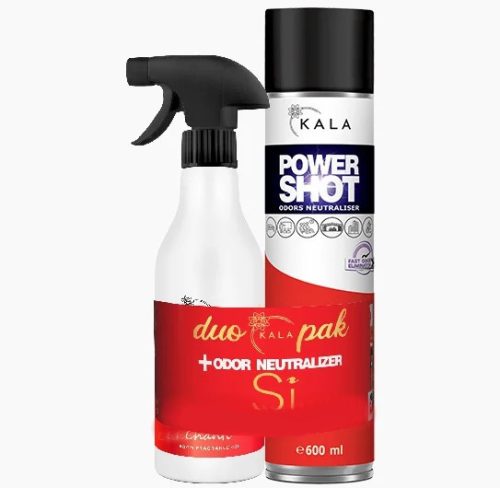 Spray Neutralizator de Mirosuri și Odorizant de Aer Luxus cu Aromă de Coacăze Negre și Frezie (600 ml) + Ulei Parfumat cu Pompiță (500 ml) Kala DUO Pack