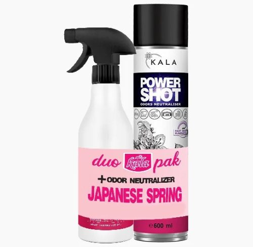 Spray Neutralizator de Mirosuri și Odorizant de Aer cu Parfum de Floare de Cireș Japonez Primăvară (600 ml) + Ulei Parfumat cu Pompiță (500 ml) - Pachet Kala DUO