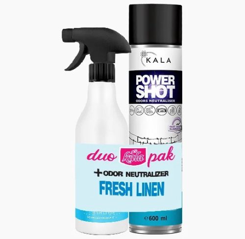 Neutralizator de Mirosuri și Odorizant Luxus cu Miros de Haine Proaspăt Spălate (600 ml) + Ulei Parfumat cu Pompiță (500 ml) - Pachet DUO Kala