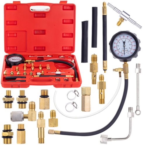 Set Compresie Manometru pentru Benzină TC Technic LT-A1005, 0-10 bar, cu Furtun de Cauciuc și Accesorii